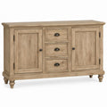 Aparador Retangular em MDF Carvalho Natural e Preto com 3 Gavetas e 2 Portas, 140 x 45 x 100 cm