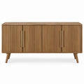 Aparador Retangular em MDF Folheado a Nogueira, Castanho Nogueira/Dourado, 160 x 40 x 80 cm