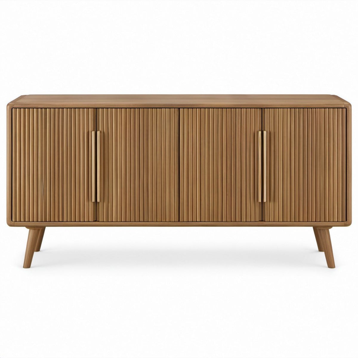Aparador Retangular em MDF Folheado a Nogueira, Castanho Nogueira/Dourado, 160 x 40 x 80 cm