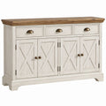 Armário Retangular em MDF Branco e Nogueira 160 x 45 x 95 cm com 4 Portas e 3 Gavetas