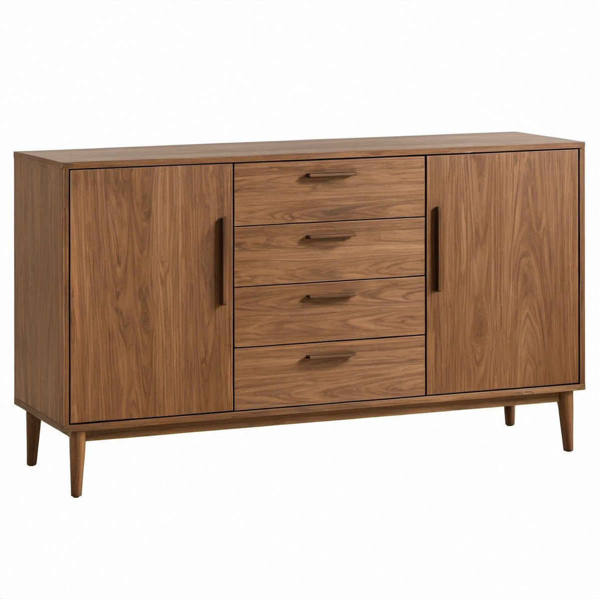 Aparador Retangular em MDF Folheado a Nogueira Castanho 160 x 40 x 85 cm