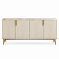 Aparador Retangular de 4 Portas em MDF Bege e Dourado 180 x 90 x 45 cm