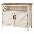 Aparador Retangular em Pinho Maciço Branco e Castanho com 2 Portas, 120 x 40 x 90 cm