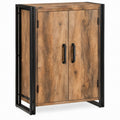 Armário Decorativo em MDF e Aço Castanho e Preto 80 x 40 x 120 cm