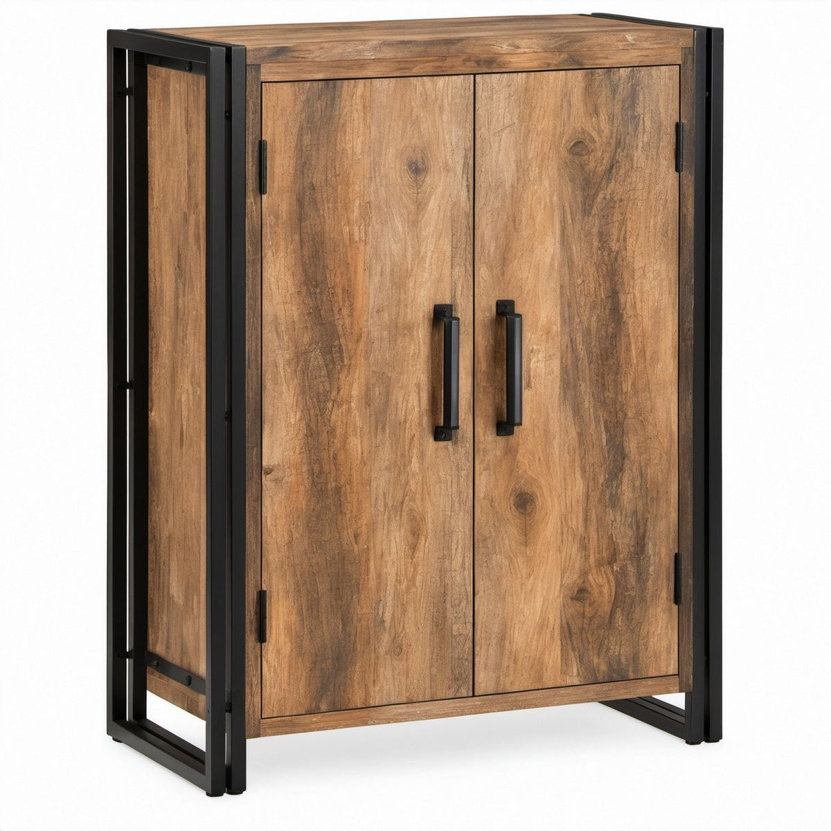 Armário Decorativo em MDF e Aço Castanho e Preto 80 x 40 x 120 cm